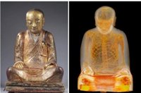Descubren a un monje momificado dentro de una estatua de Buda