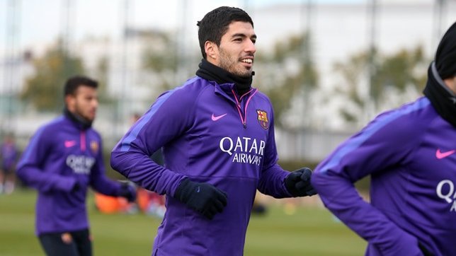 Luis Suárez en el entrenamiento del FC Barcelona