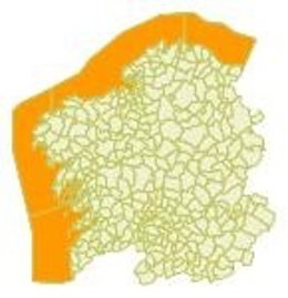 Alerta naranja en el litoral gallego miércoles 25 de febrero.