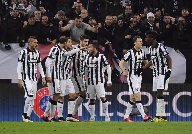 La Juventus celebra un gol de Morata en Champions
