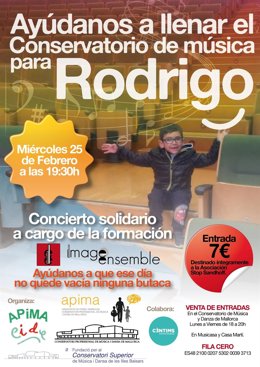 Cartel concierto solidario por Rodrigo, un niño que sufre Sandhoff