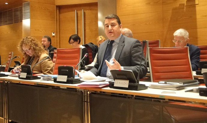 El senador del PP Antonio Sanz en la Comisión de Entidades Locales