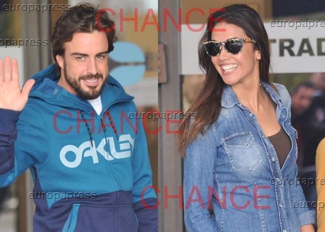 Una sonriente Lara Álvarez recoge a Fernando Alonso a la salida del hospital