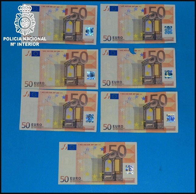 Billeste falsos intervenidos en Ourense.