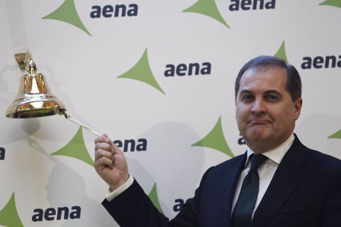 El presidente de Aena, José Manuel Vargas, en el debut de Aena en la bolsa
