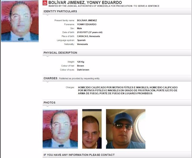 Interpol busca a Yonny Bolívar, asesino de Adriana Urquiola en Venezuela
