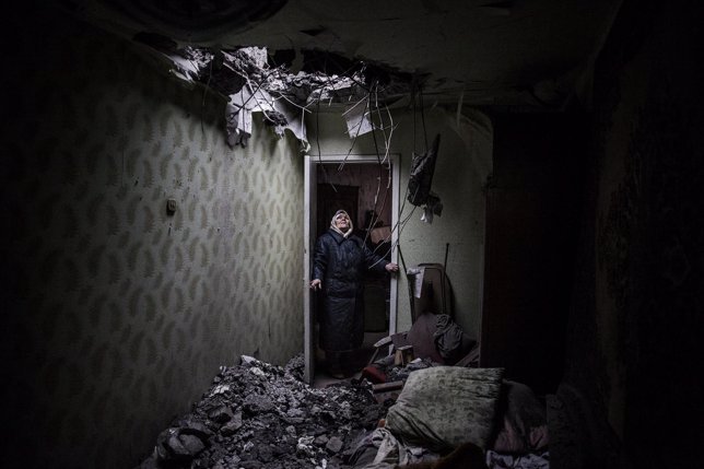 Vivienda destruida en Donetsk