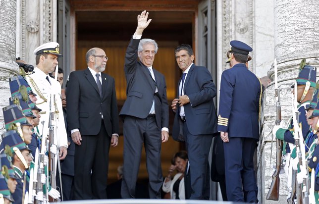Uruguay's President-elect Vazquez and Vice President-elect Sendic arrive at the 
