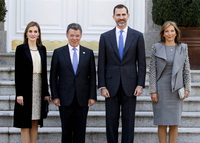 La reina Letizia y Felipe VI reciben al predsidente de colombia 