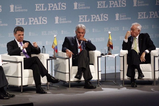 Juan Manuel Santos, Felipe González y José Manuel García-Margallo