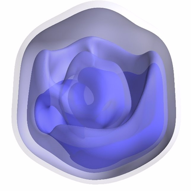 Imagen 3D de la estructura interna de un virus