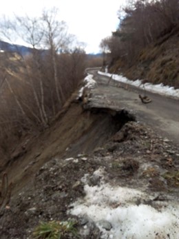 Desprendimiento en la carretera de Biasca
