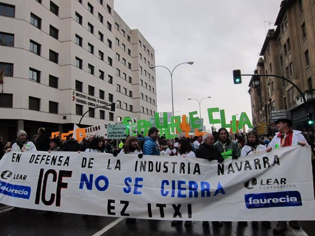 Manifestación de los trabajadores de Faurecia en Pamplona