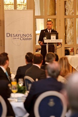 El JEMAD, almirante Fernando García Sánchez, durante un desayuno en Madrid