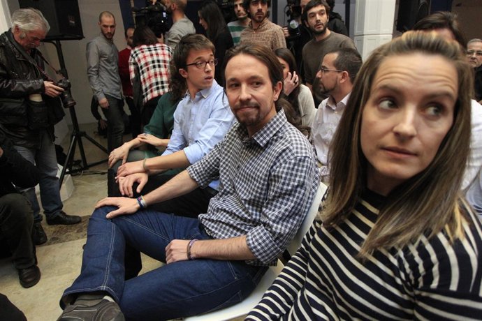 Pablo Iglesias y Errejón en la rueda de prensa de Monedero