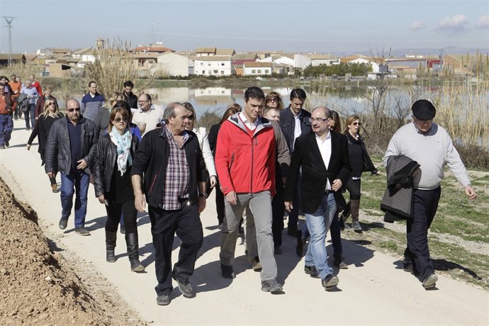 Pedro Sánchez (PSOE) y Javier Lambán visitan la zona