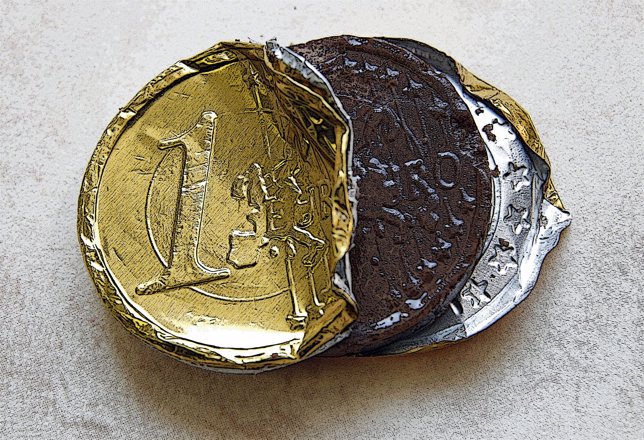 A one Euro coin made of chocolate