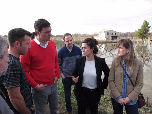 Sánchez visita con Luena, Andreu y Orradre visitan zona afectada Ebro en Alfaro