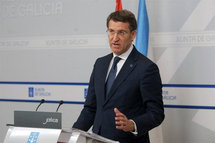  Alberto Núñez Feijóo en la rueda tras el Consello