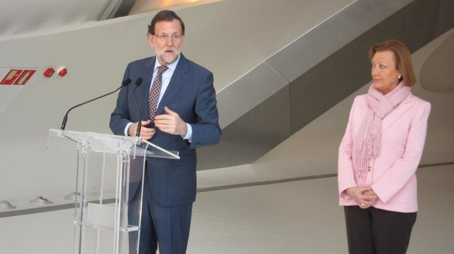 Rajoy y Rudi este viernes en el Pabellón Puente en Zaragoza