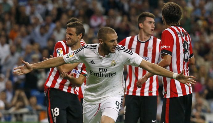 Karim Benzema celebra un gol ante el Athletic
