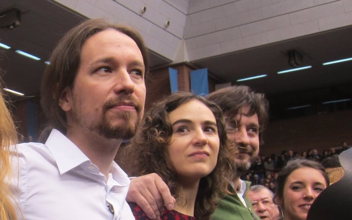 Pablo Iglesias y Gemma Ubasart en un acto de Podemos en Barcelona