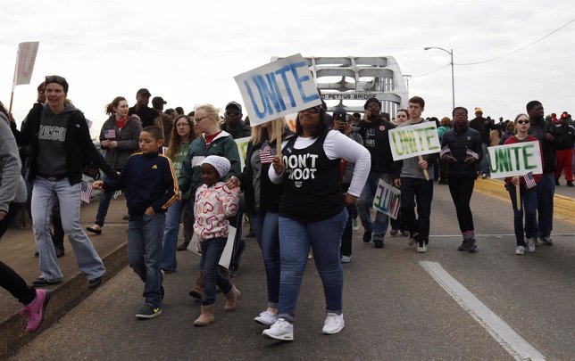 Manifestación en el Puente Edmund Pettus de Selma