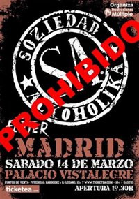 El Ayuntamiento prohíbe la celebración del concierto de Soziedad Alkohólika este sábado en Madrid