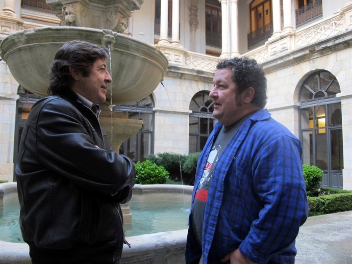 Gómez Pereira y Mantxola en la presentación de 'La inocencia de la sangre'.