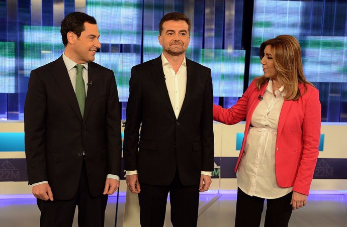 Juanma Moreno, Antonio Maíllo y Susana Díaz