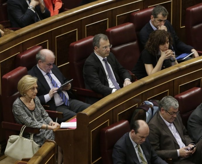 Rosa Díez y los diputados de UPyD, en el hemiciclo
