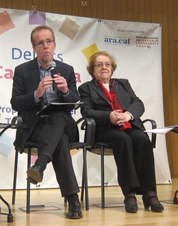 El pte.Creu Roja J.Marqués y de Cáritas Catalunya C.Borbonès