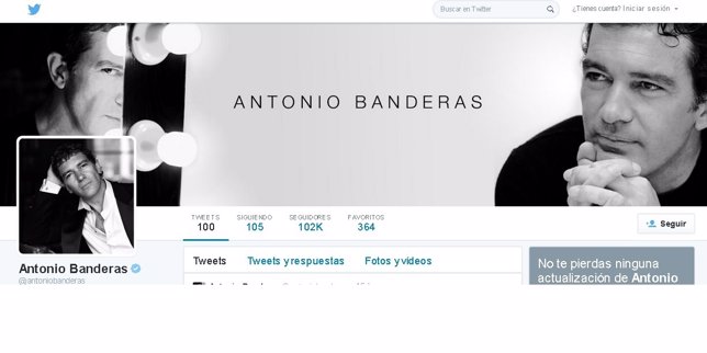 Antonio Banderas supera los 100.000 seguidores en Twitter