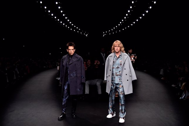 Derek Zoolander and Hansel walk the runway at the Valentino Fashion Show during 