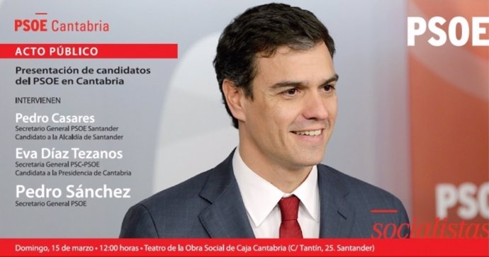 Cartel del acto de Pedro Sánchez en Santander