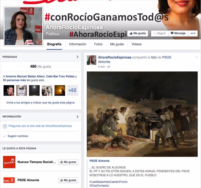 Captura de pantalla de las redes sociales del PSOE de Almonte. 