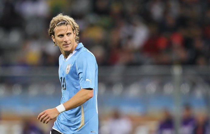 Diego Forlán, con Uruguay