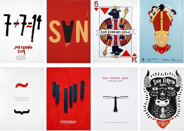 Carteles finalistas del concurso San Fermín 2014.