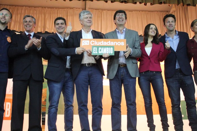 El candidato de C's, Juan Marín, en un acto electoral