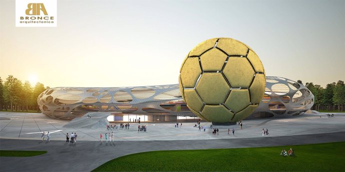 Prototipo del mega balón hecho con bronce arquitectónico
