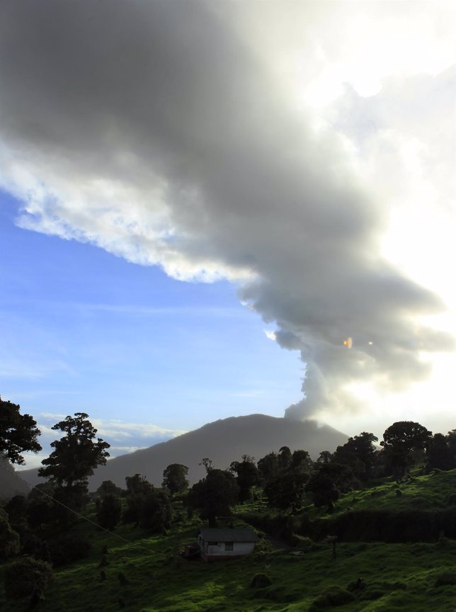 Ash rises over Turrialba volcano, as seen from San Gerardo de Irazu near Turrial