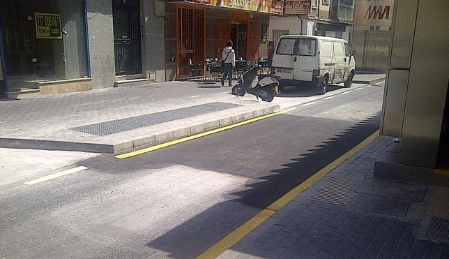Calle Santa Marta tras las obras de reurbanización hechas por Metro de Málaga