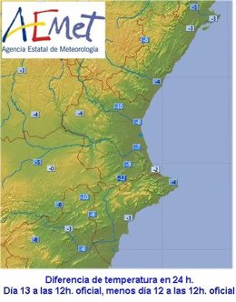 Temperaturas este viernes en la Comunitat