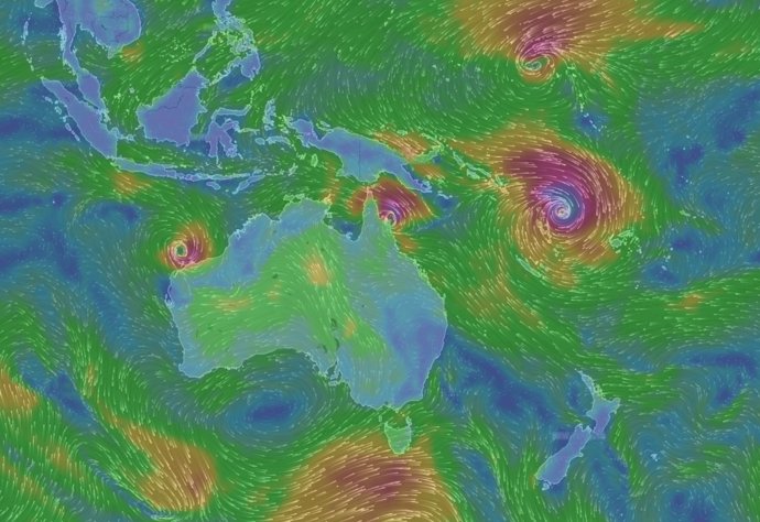 Parte meteorólogico que muestra al ciclón Pam
