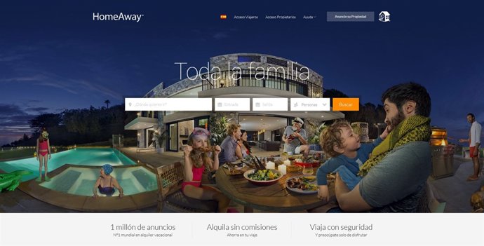 Pagina web de HomeAway