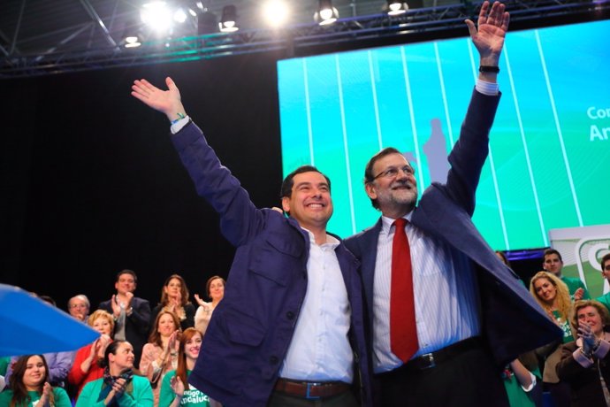 Moreno y Rajoy, en un mitin en Málaga