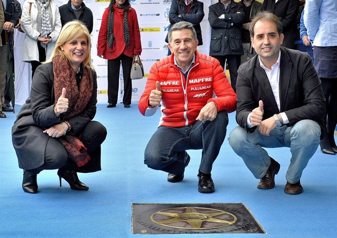 El piloto Jorge Martínez 'Aspar' en el Paseo de la Fama de Jerez