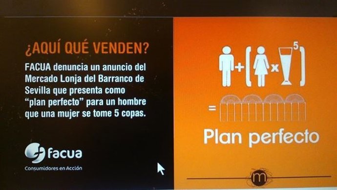 Aviso de Facua sobre el polémico anuncio.