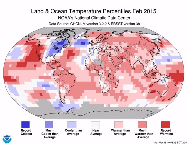 Temperaturas en febrero de 2015