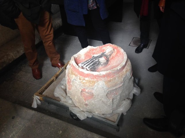 Clave de bóveda policromada hallada